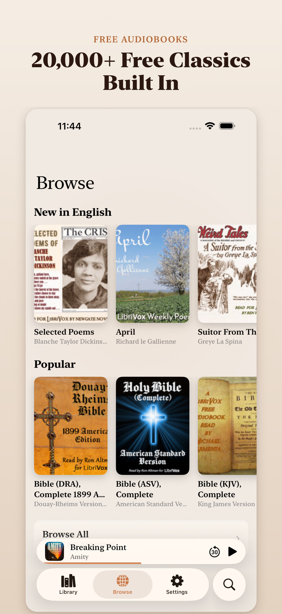 LibriVox browse view